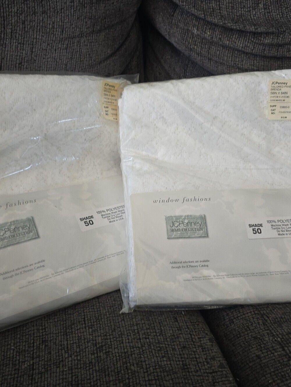 (2) Vintage JC Penney Home Collection Brenda White Lace Curtain Panel 58 X 84